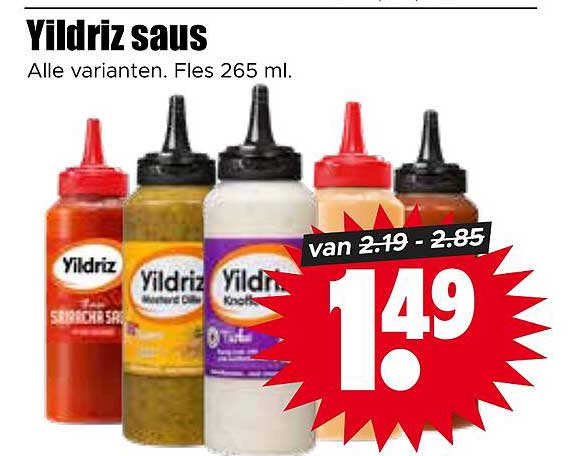 Yildriz saus Alle varianten. Fles 265 ml.