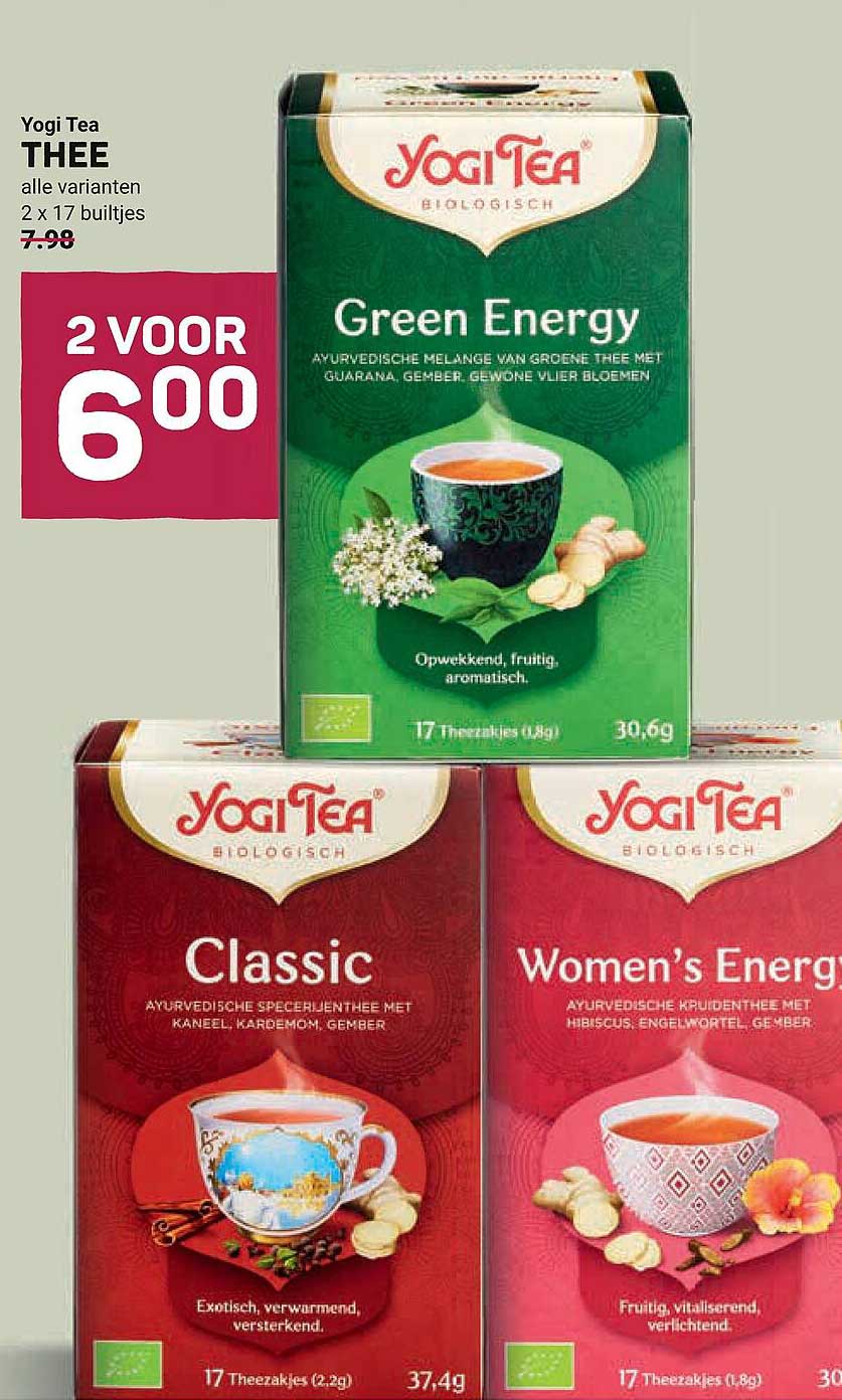 Yogi Tea THEE alle varianten 2 x 17 builtjes 2 VOOR 6 00
