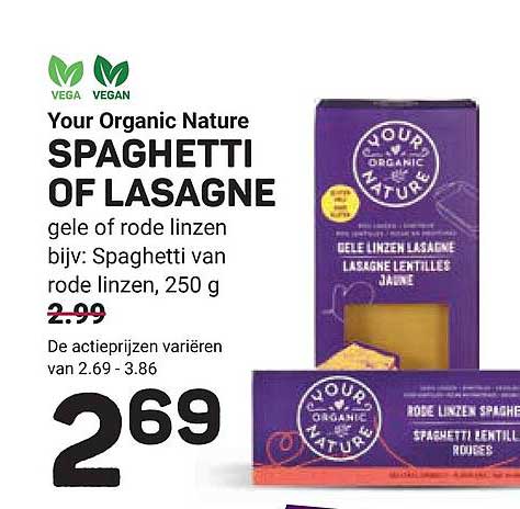 Your Organic Nature SPAGHETTI OF LASAGNE gele of rode linzen