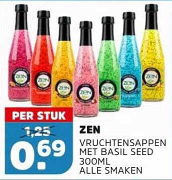 ZEN vruchtenSAPPEN met basil seed 300ml alle smaken