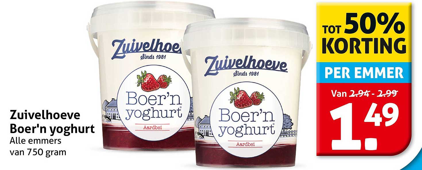 Zuilhoeve Boer'n yoghurt Alle emmers van 750 gram