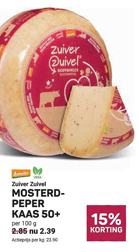 Zuiver Zuivel MOSTERD-PEPER KAAS 50+ 15% KORTING