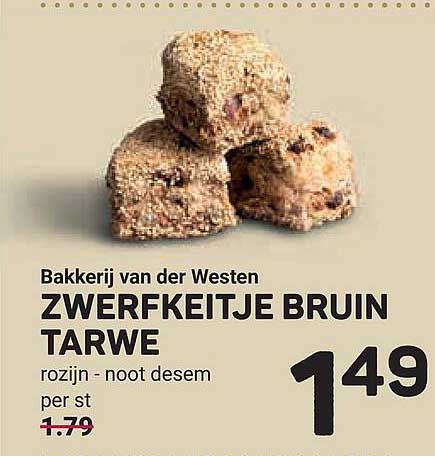 ZWERFKEITJE BRUIN TARWE rozijn - noot desem per st
