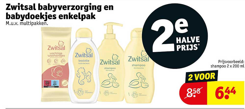 Zwitsal babyverzorging en babydoekjes enkelpak M.u.v. multipakken. 2e halve prijs