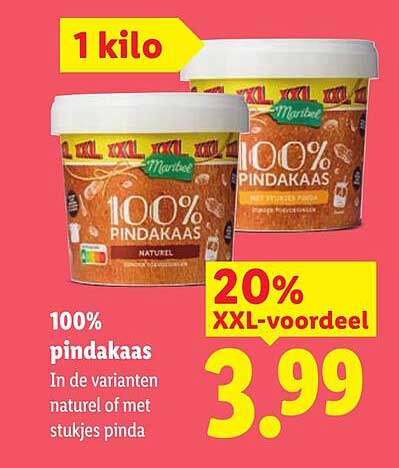 100% pindakaas 20% XXL-voordeel