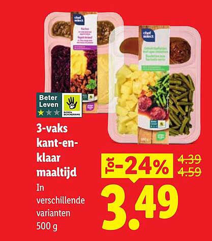 3-vaks kant-en-klaar maaltijd