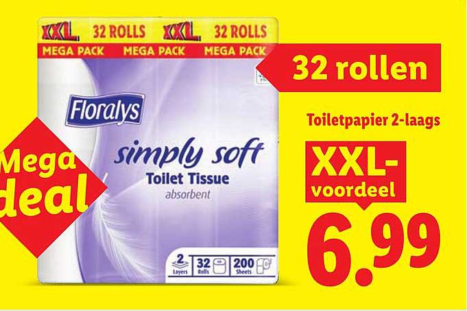 32 rollen Toiletpapier 2-laags XXL-voordeel