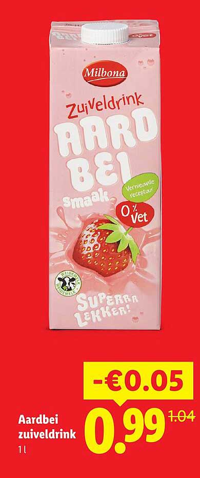 Aardbei zuiveldrink 1 l