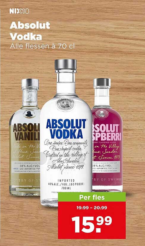 Absolut Vodka Alle flessen à 70 cl