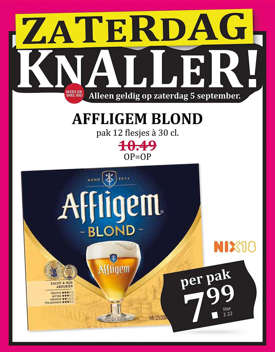 AFFLIGEM BLOND pak 12 flesjes à 30 cl. OP=OP