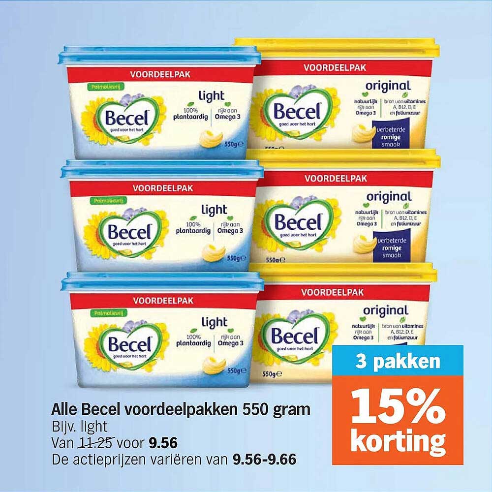 Alle Becel voordeelpakken 550 gram 15% korting
