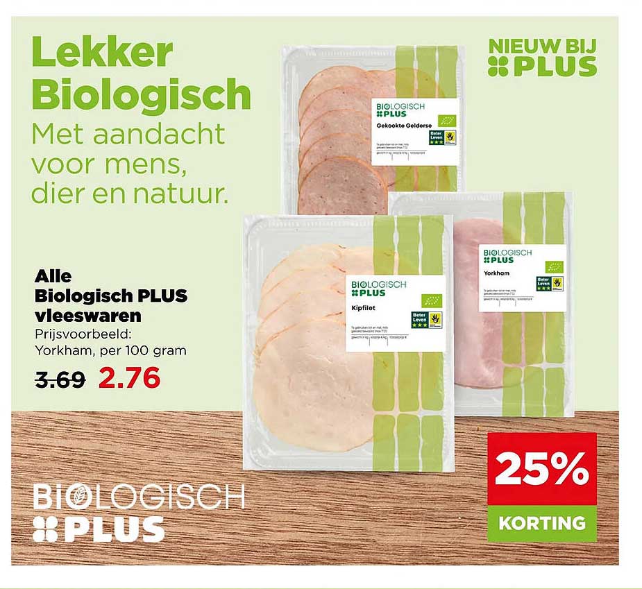 Alle Biologisch PLUS vleeswaren 25% korting