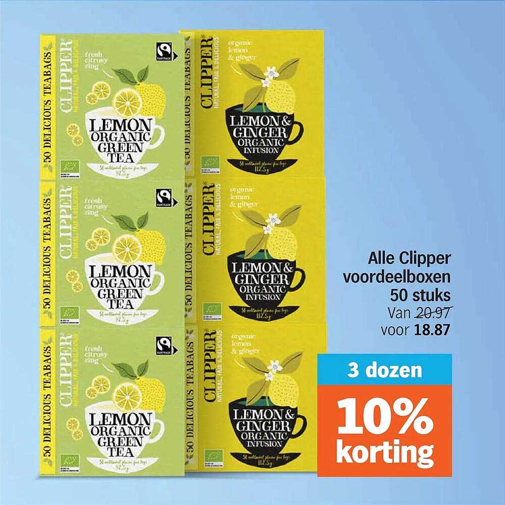 Alle Clipper voordeelboxen 50 stuks 3 dozen 10% korting