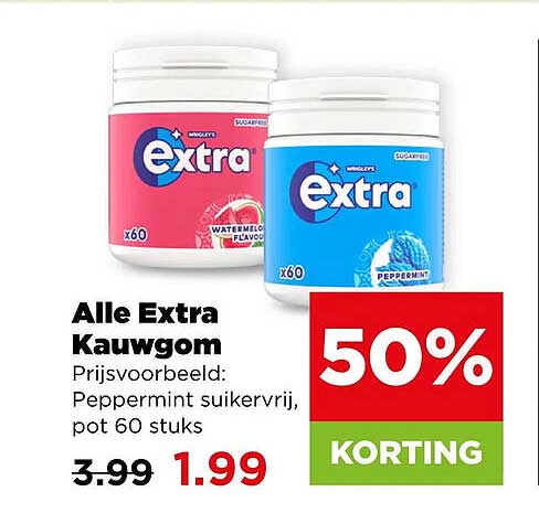 Alle Extra Kauwgom 50% KORTING