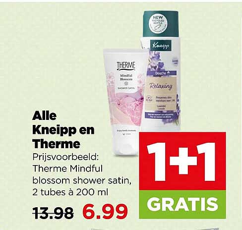 Alle Kneipp en Therme Prijsvoorbeeld: Therme Mindful blossom shower satin, 2 tubes à 200 ml 1+1 GRATIS