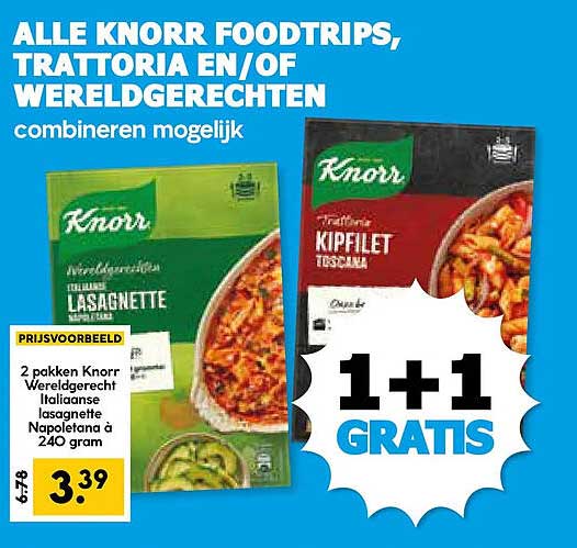 ALLE KNORR FOODTRIPS, TRATTORIA EN/OF WERELDGERECHTEN combineren mogelijk 1+1 GRATIS
