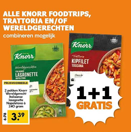 ALLE KNORR FOODTRIPS, TRATTORIA EN/OF WERELDGERECHTEN combineren mogelijk 1+1 GRATIS