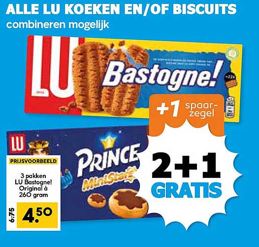 ALLE LU KOEKEN EN/OF BISCUITS combineren mogelijk +1 spaarzegel 2+1 GRATIS