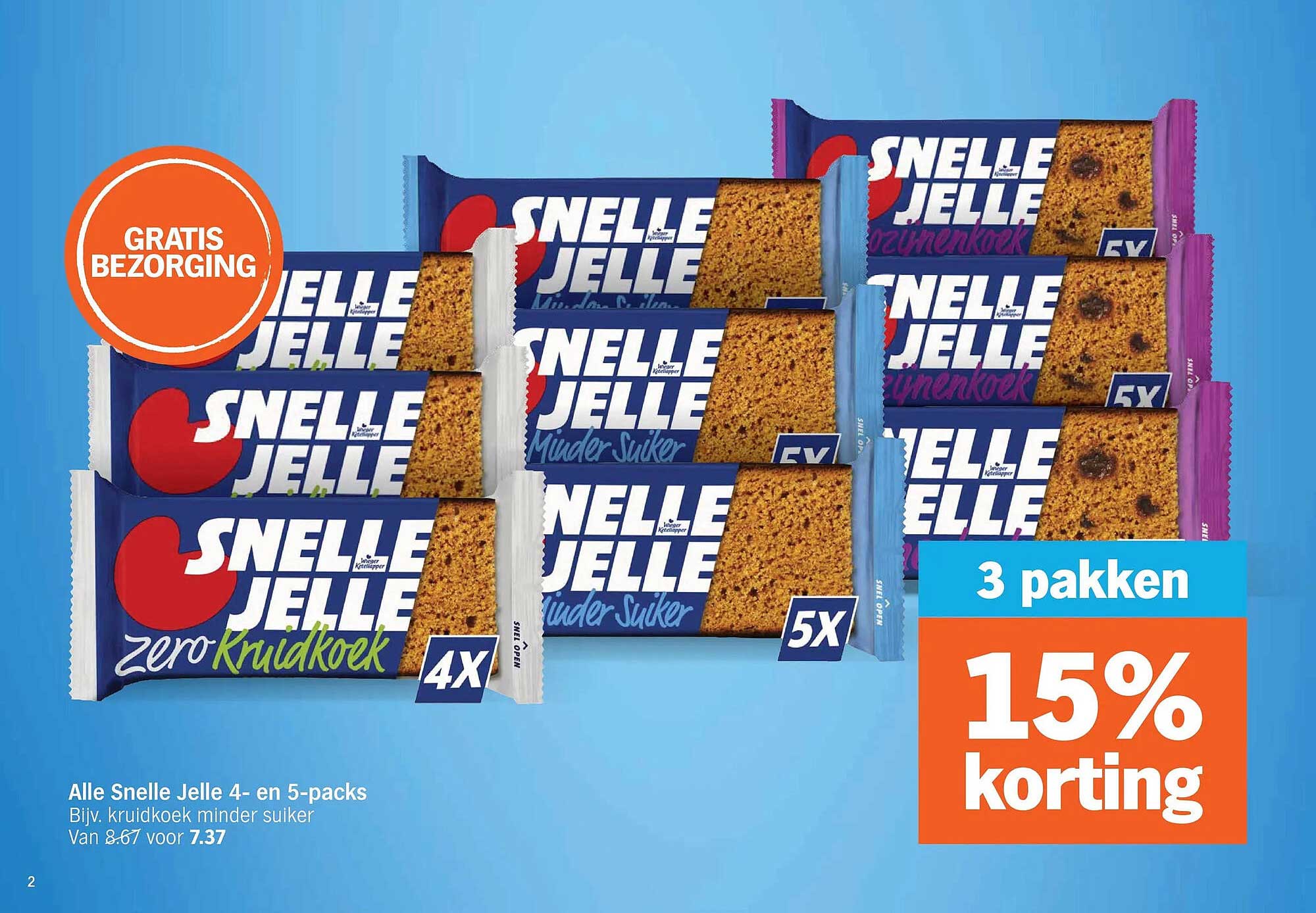 Alle Snelle Jelle 4- en 5-packs Bijv. kruidkoek minder suiker 15% korting