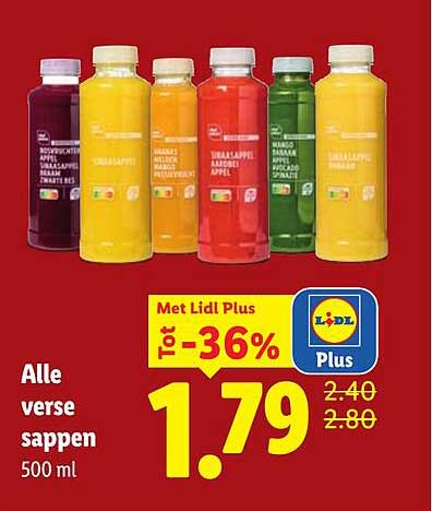 Alle verse sappen 500 ml Tot -36%
