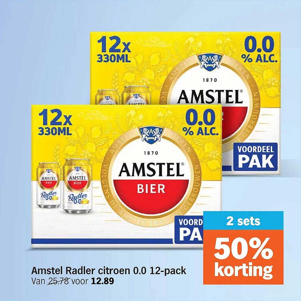 Amstel Radler citroen 0.0 12-pack 2 sets 50% korting