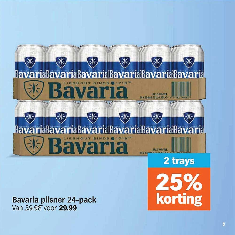 Bavaria pilsner 24-pack 2 trays 25% korting