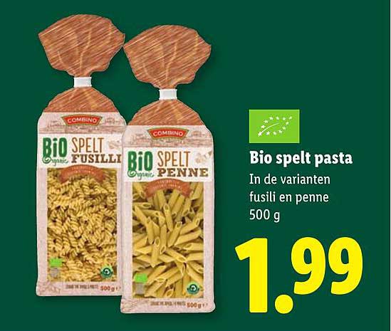 Bio spelt pasta In de varianten fusili en penne 500 g