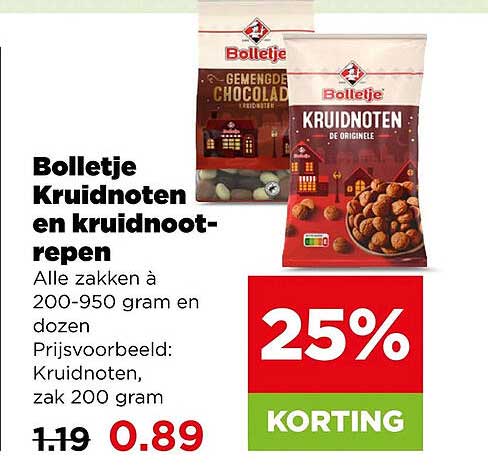 Bolletje Kruidnoten en kruidnootrepen 25% KORTING