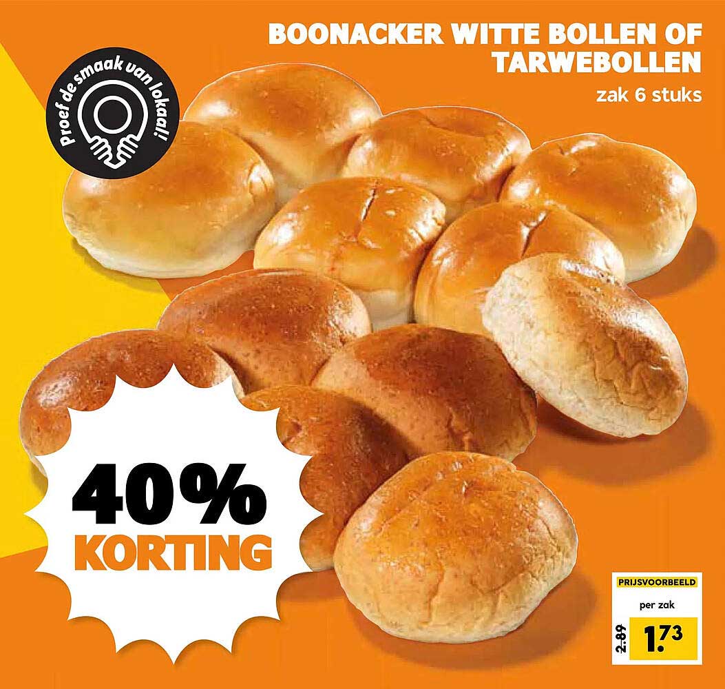 BOONACKER WITTE BOLLEN OF TARWEBOLLEN zak 6 stuks 40% KORTING