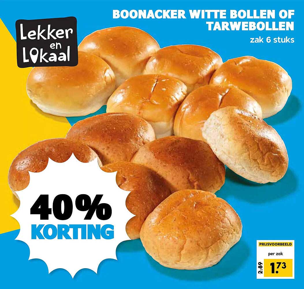 BOONACKER WITTE BOLLEN OF TARWEBOLLEN zak 6 stuks 40% KORTING
