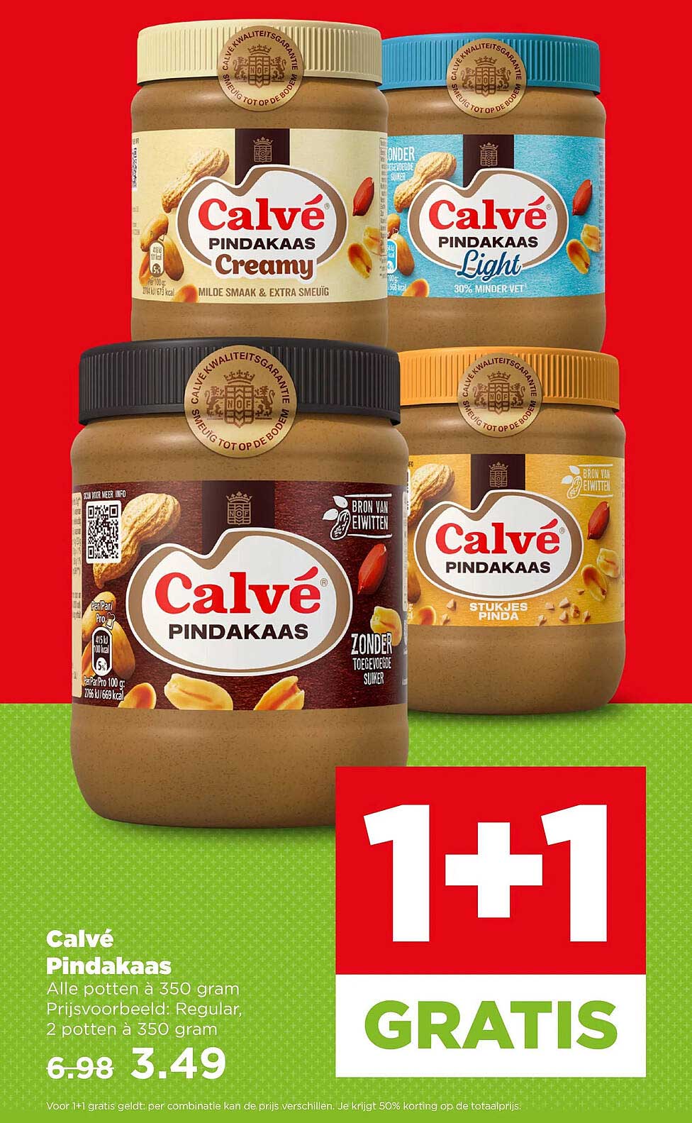 Calvé Pindakaas 1+1 gratis