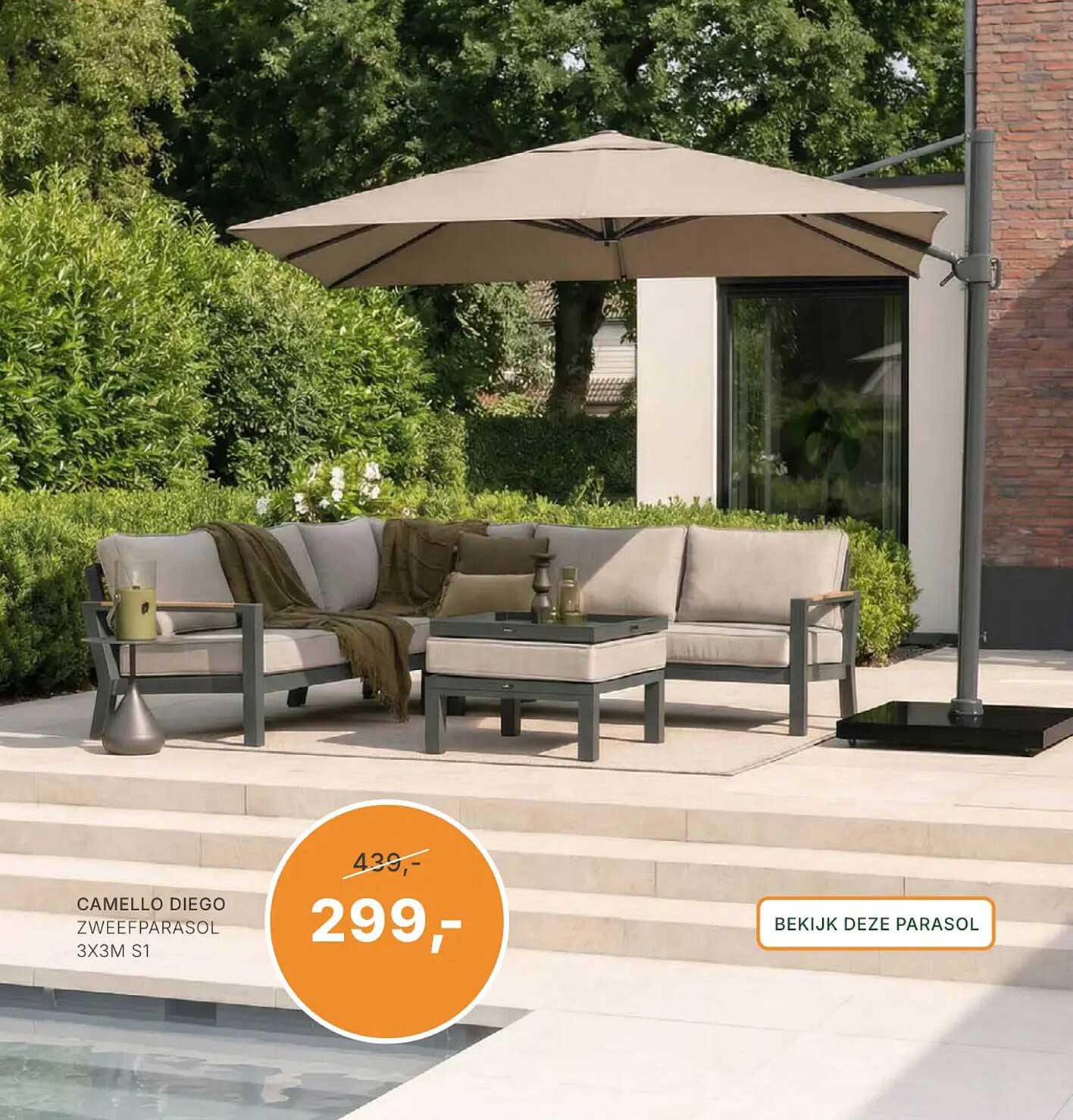 CAMELLO DIEGO ZWEEFPARASOL 3X3M S1
