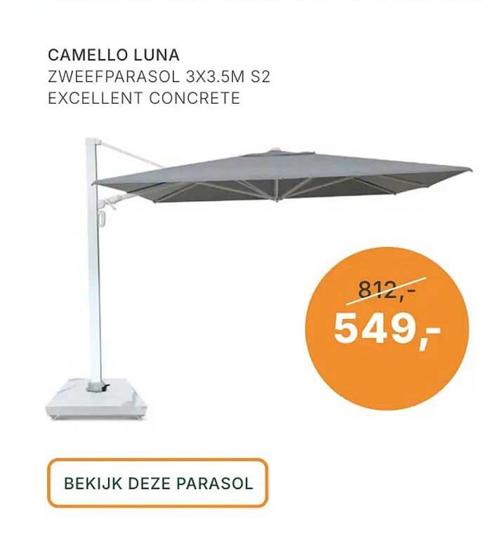 CAMELLO LUNA ZWEEFPARASOL 3X3.5M S2 EXCELLENT CONCRETE