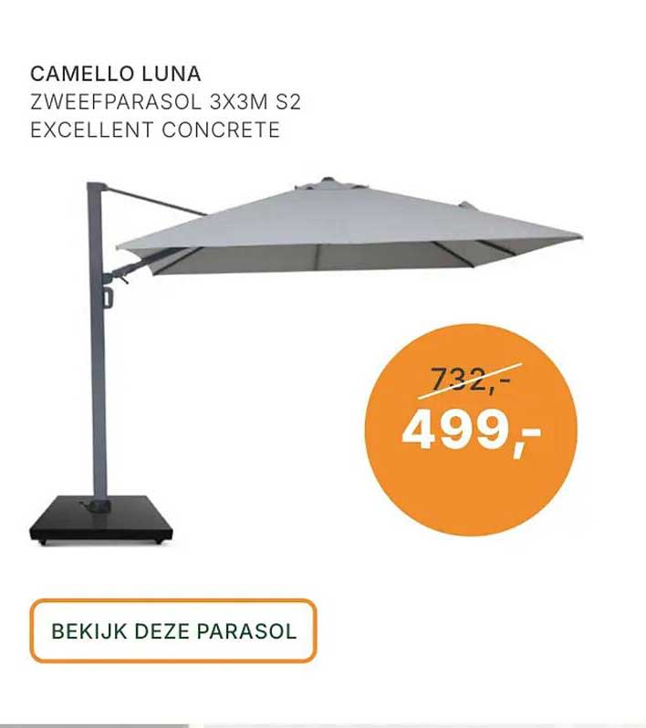 CAMELLO LUNA ZWEEFPARASOL 3X3M S2 EXCELLENT CONCRETE