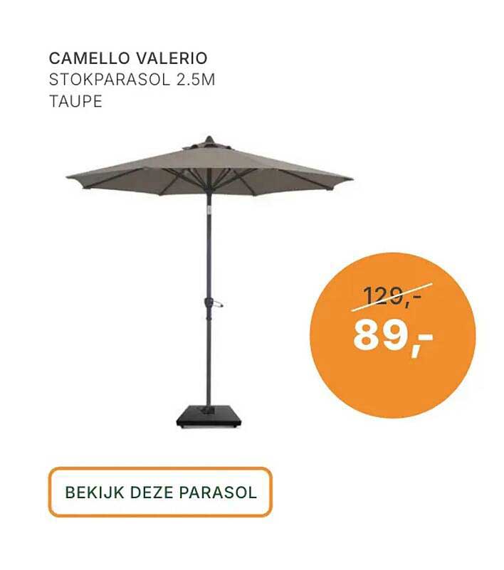 CAMELLO VALERIO STOKPARASOL 2.5M TAUPE
