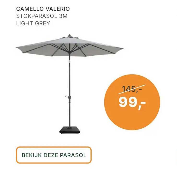 CAMILLO VALERIO STOKPARASOL 3M LIGHT GREY