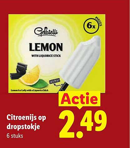 Citroenijs op dropstokje