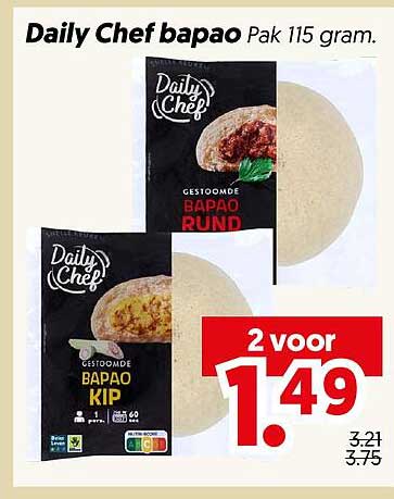 Daily Chef bapao Pak 115 gram. 2 voor 1.49