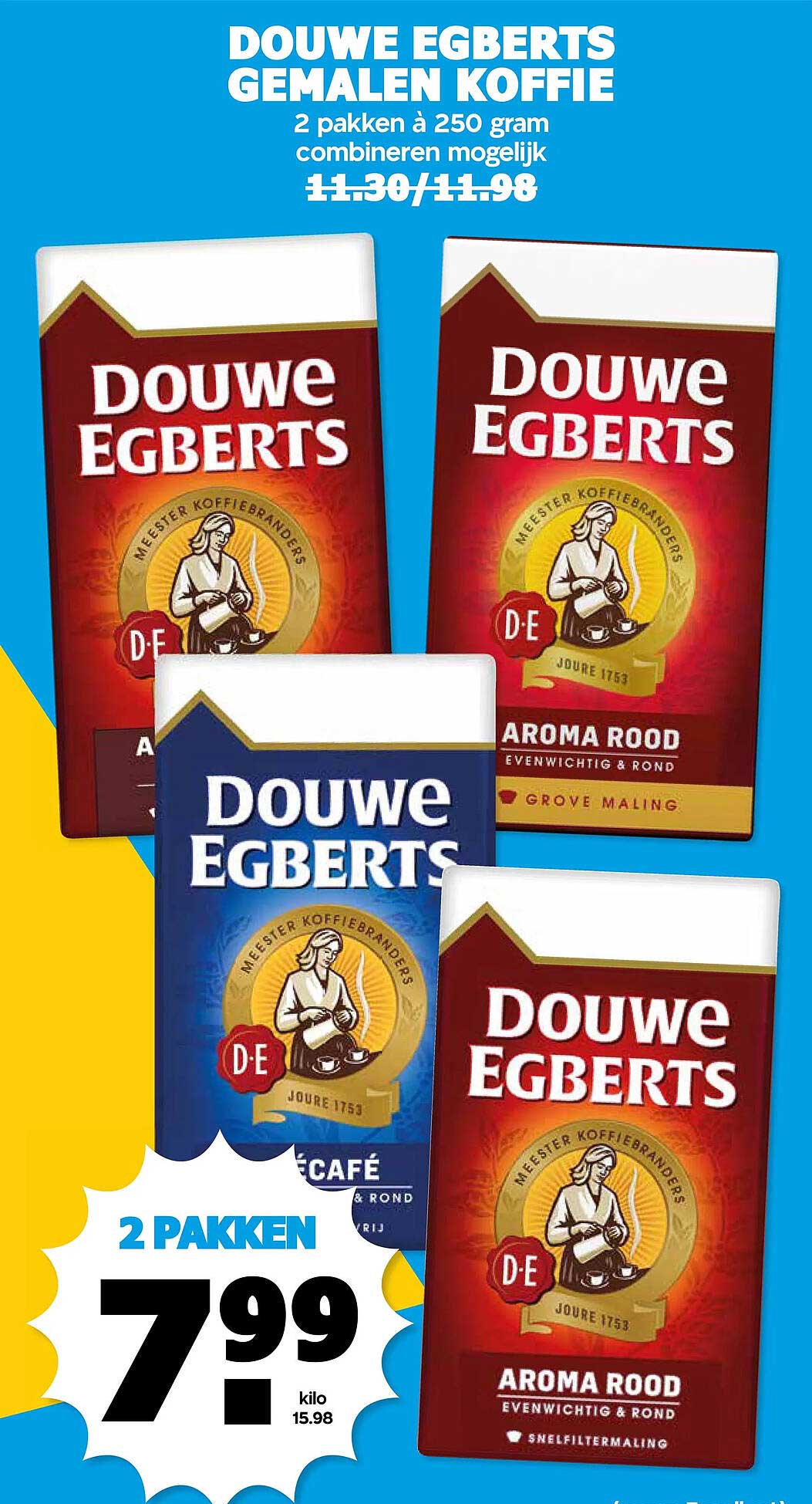 DOUWE EGBERTS GEMALEN KOFFIE 2 pakken à 250 gram combineren mogelijk