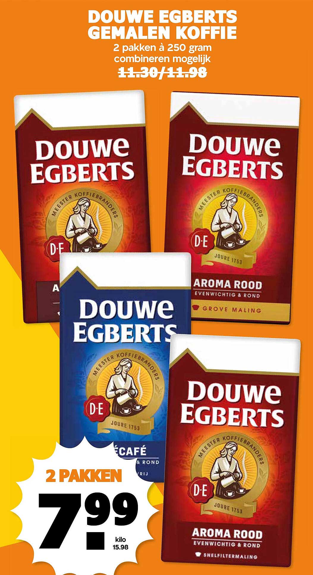 DOUWE EGBERTS GEMALEN KOFFIE 2 pakken à 250 gram combineren mogelijk