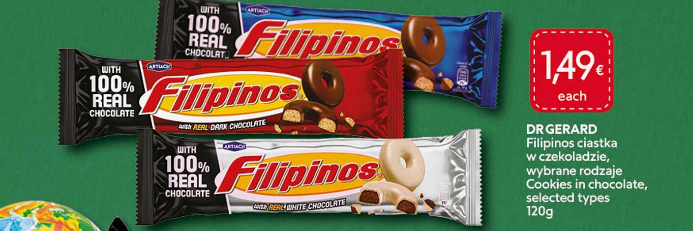 DR GERARD Filipinos ciastka w czekoladzie, wybrane rodzaje Cookies in chocolate, selected types 120g