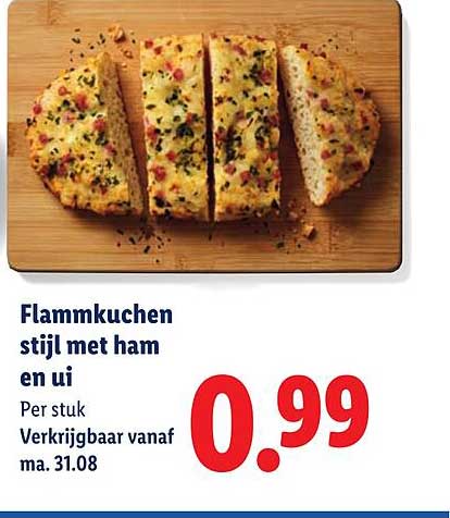 Flammkuchen stijl met ham en ui