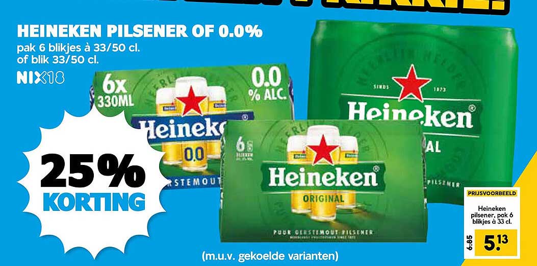 HEINEKEN PILSENER OF 0.0% 25% KORTING