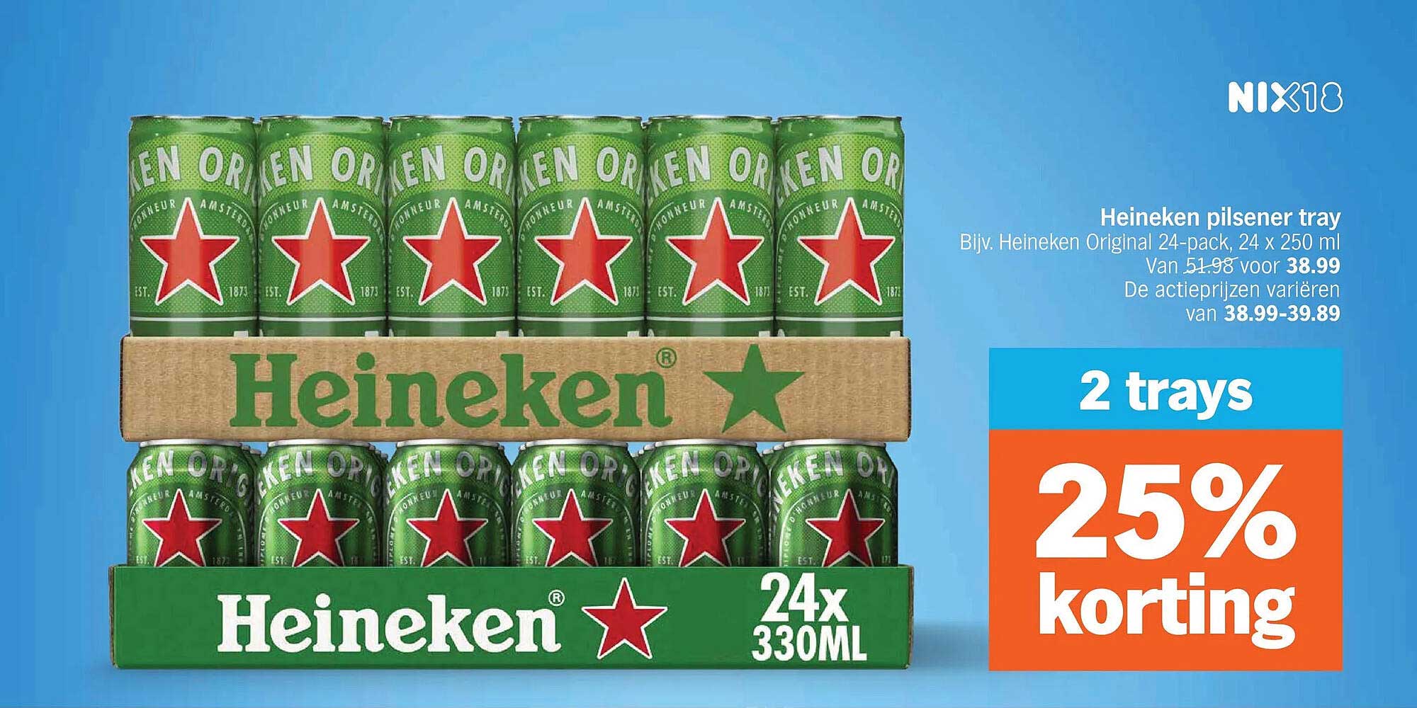 Heineken pilsener tray 2 trays 25% korting