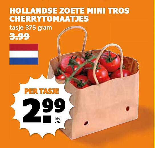 Hollandse zoete mini tros cherrytomaatjes