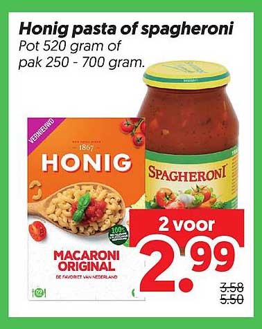 Honig pasta of spagheroni Pot 520 gram of pak 250 - 700 gram