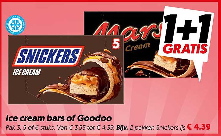 Ice cream bars of Goodoo 1+1 GRATIS
