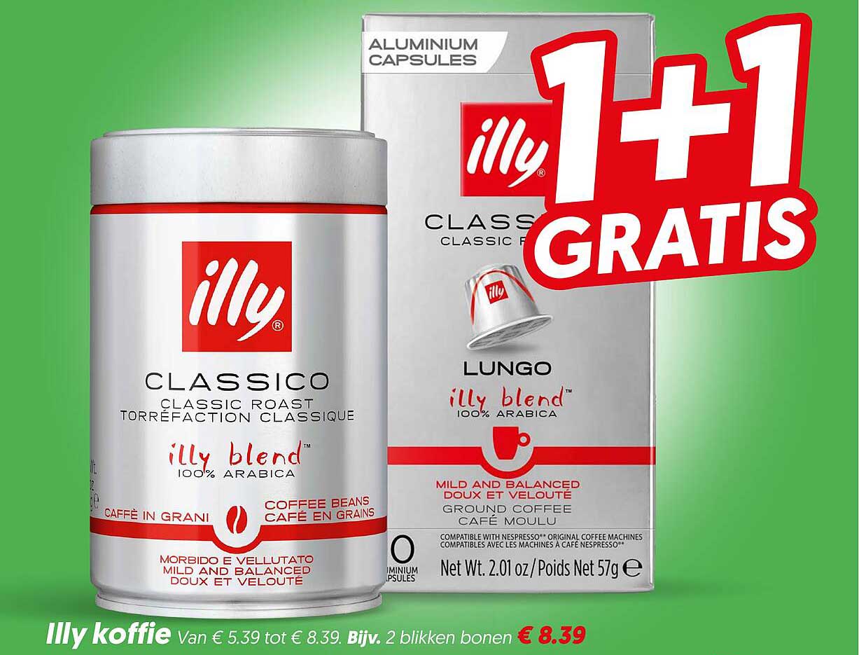 illy koffie 1+1 gratis