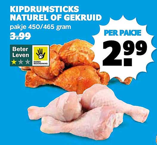 KIPDRUMSTICKS NATUREL OF GEKruid pakje 450/465 gram