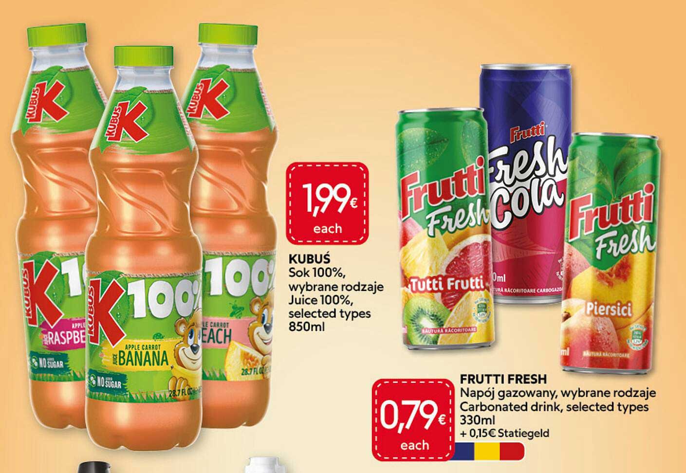 KUBUŚ Sok 100%, wybrane rodzaje Juice 100%, selected types 850ml